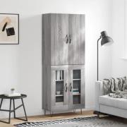 vidaXL Highboard grå sonoma 69,5x34x180 cm konstruert tre