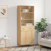 vidaXL Highboard sonoma eik 69,5x34x180 cm konstruert tre