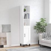 vidaXL Highboard høyglans hvit 34,5x34x180 cm konstruert tre