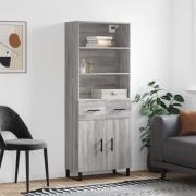 vidaXL Highboard grå sonoma 69,5x34x180 cm konstruert tre