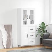 vidaXL Highboard høyglans hvit 69,5x34x180 cm konstruert tre