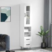 vidaXL Highboard høyglans hvit 34,5x34x180 cm konstruert tre