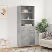 vidaXL Highboard betonggrå 69,5x34x180 cm konstruert tre