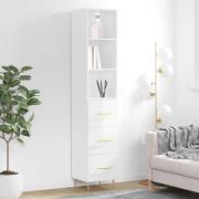 vidaXL Highboard høyglans hvit 34,5x34x180 cm konstruert tre