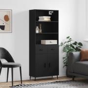 vidaXL Highboard svart 69,5x34x180 cm konstruert tre