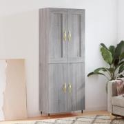 vidaXL Highboard grå sonoma 69,5x34x180 cm konstruert tre