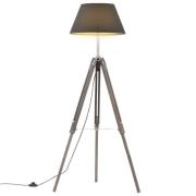 vidaXL Gulvlampe med stativ grå og svart heltre teak 141 cm