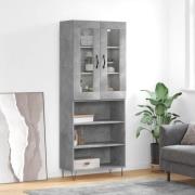 vidaXL Highboard betonggrå 69,5x34x180 cm konstruert tre