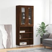 vidaXL Highboard brun eik 69,5x34x180 cm konstruert tre