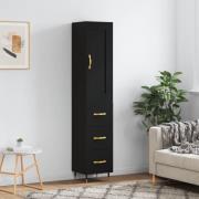 vidaXL Highboard svart 34,5x34x180 cm konstruert tre