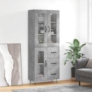 vidaXL Highboard betonggrå 69,5x34x180 cm konstruert tre