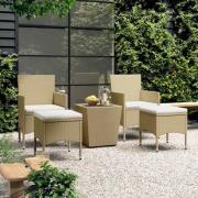 vidaXL Hagebistrosett 5 deler polyrotting og herdet glass beige