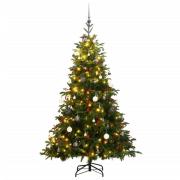 vidaXL Kunstig hengslet juletre med 300 LED og kulesett 180 cm