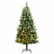 vidaXL Kunstig hengslet juletre med 300 LED og kulesett 180 cm