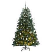 vidaXL Kunstig hengslet juletre med 300 LED og kulesett 270 cm