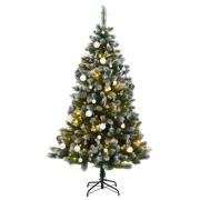 vidaXL Kunstig hengslet juletre med 150 LED og kulesett 150 cm