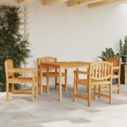 vidaXL Hagespisegruppe 5 deler heltre teak