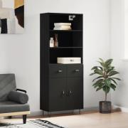 vidaXL Highboard svart 69,5x34x180 cm konstruert tre