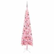 vidaXL Forhåndsbelyst kunstig juletre med kulesett rosa 240 cm PVC