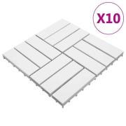 vidaXL Terrassebord 10 stk hvit 30x30 cm heltre akasie