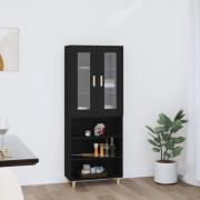 vidaXL Highboard svart 69,5x34x180 cm konstruert tre