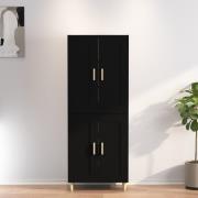 vidaXL Highboard svart 69,5x34x180 cm konstruert tre