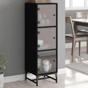 vidaXL Highboard med glassdører svart 35x37x120 cm