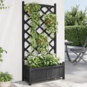 vidaXL Plantekasse med espalier svart heltre gran