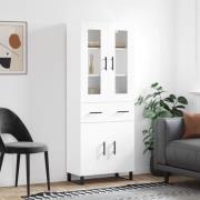 vidaXL Highboard høyglans hvit 69,5x34x180 cm konstruert tre