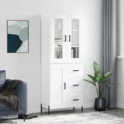 vidaXL Highboard høyglans hvit 69,5x34x180 cm konstruert tre