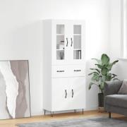 vidaXL Highboard høyglans hvit 69,5x34x180 cm konstruert tre