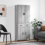 vidaXL Highboard grå sonoma 69,5x34x180 cm konstruert tre