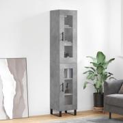 vidaXL Highboard betonggrå 34,5x34x180 cm konstruert tre