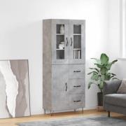 vidaXL Highboard betonggrå 69,5x34x180 cm konstruert tre