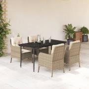 vidaXL Hagespisegruppe med puter 5 deler polyrotting beige