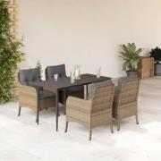 vidaXL Hagespisegruppe med puter 5 deler polyrotting beige