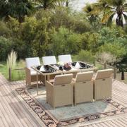 vidaXL Hagespisegruppe med puter 7 deler polyrotting beige