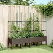 vidaXL Plantekasse med espalier brun 160x40x142,5 cm PP