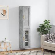 vidaXL Highboard betonggrå 34,5x34x180 cm konstruert tre