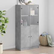 vidaXL Highboard med dører betonggrå 68x37x142 cm konstruert tre