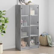 vidaXL Highboard med dører grå sonoma 68x37x142 cm konstruert tre