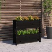 vidaXL Plantekasse svart 77x25x66 cm heltre furu