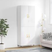 vidaXL Highboard høyglans hvit 69,5x34x180 cm konstruert tre