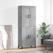 vidaXL Highboard betonggrå 69,5x34x180 cm konstruert tre