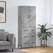 vidaXL Highboard betonggrå 69,5x34x180 cm konstruert tre