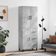 vidaXL Highboard betonggrå 69,5x34x180 cm konstruert tre