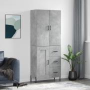 vidaXL Highboard betonggrå 69,5x34x180 cm konstruert tre