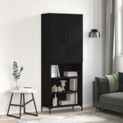 vidaXL Highboard svart 69,5x34x180 cm konstruert tre