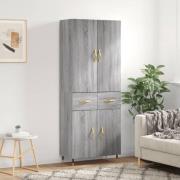 vidaXL Highboard grå sonoma 69,5x34x180 cm konstruert tre