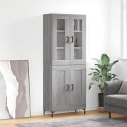 vidaXL Highboard grå sonoma 69,5x34x180 cm konstruert tre